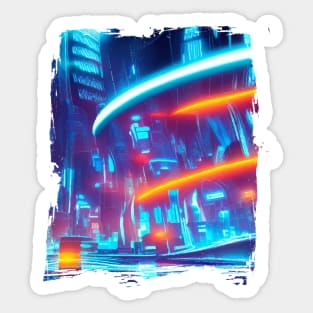 Cool Japanese Neon City Sticker